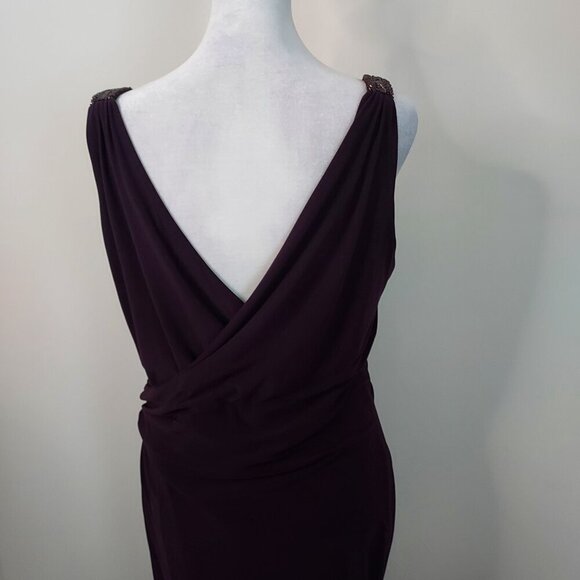 Lauren Ralph Lauren Rhinestone Embellished Purple Jersey Gown Size 14 - Picture 5 of 9
